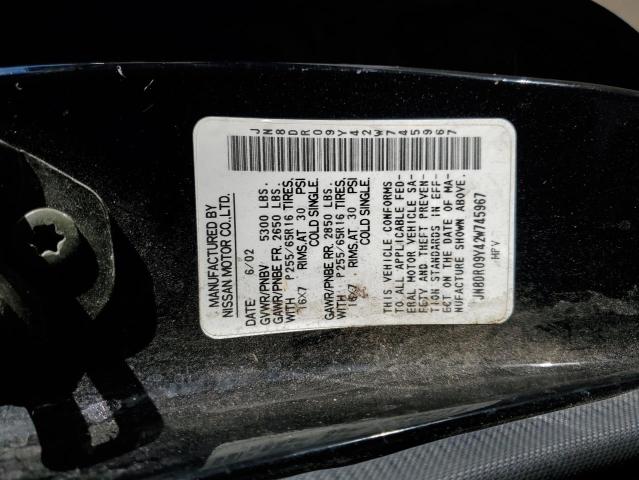 JN8DR09Y42W745967 - 2002 NISSAN PATHFINDER LE BLACK photo 13