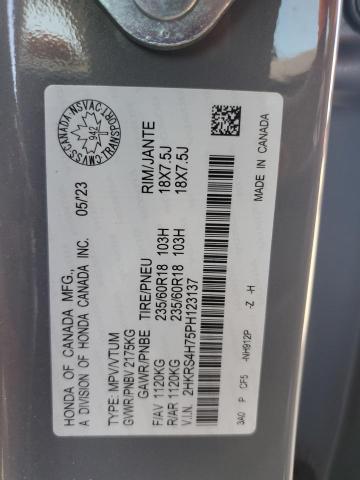 2HKRS4H75PH123137 - 2023 HONDA CR-V EXL GRAY photo 12