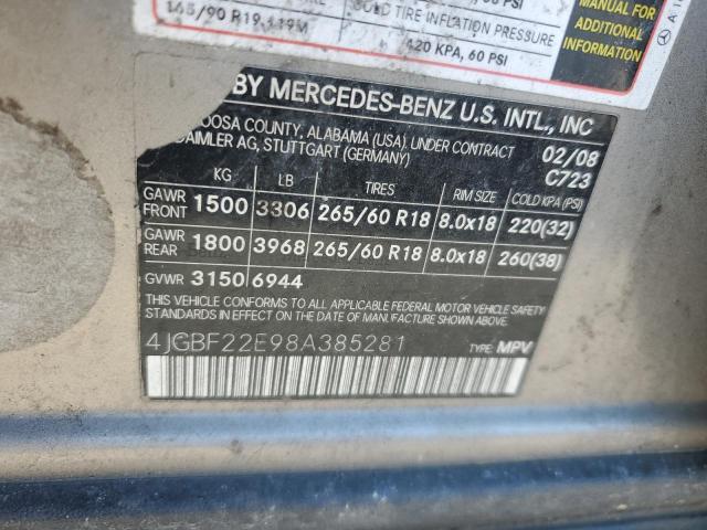 4JGBF22E98A385281 - 2008 MERCEDES-BENZ GL 320 CDI SILVER photo 13