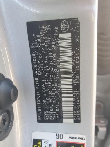 2T1BURHE7GC500898 - 2016 TOYOTA COROLLA L SILVER photo 12