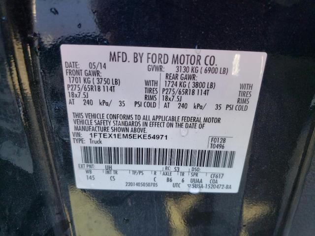 1FTEX1EM5EKE54971 - 2014 FORD F150 SUPER CAB BLACK photo 12