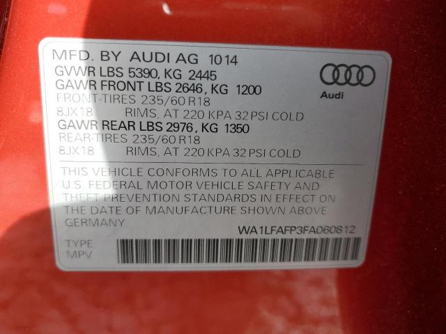 WA1LFAFP3FA060812 - 2015 AUDI Q5 PREMIUM PLUS RED photo 13