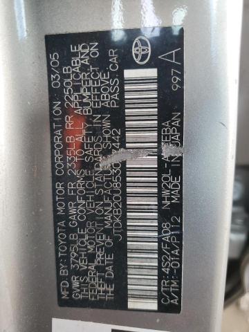 JTDKB20U853057442 - 2005 TOYT PRIUS GOLD photo 12