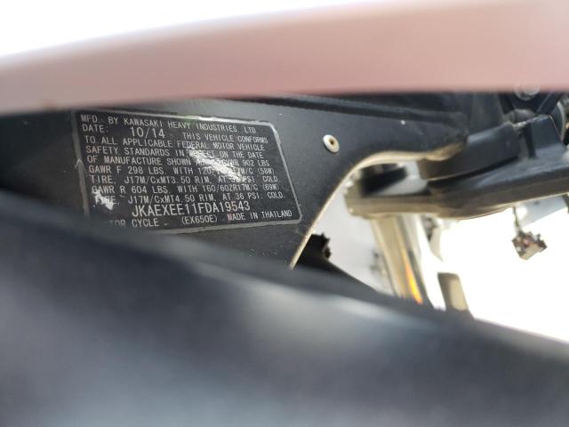 JKAEXEE11FDA19543 - 2015 KAWASAKI EX650-E E WHITE photo 9