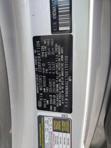 KNDMA5C17G6150100 - 2016 KIA SEDONA L SILVER photo 13