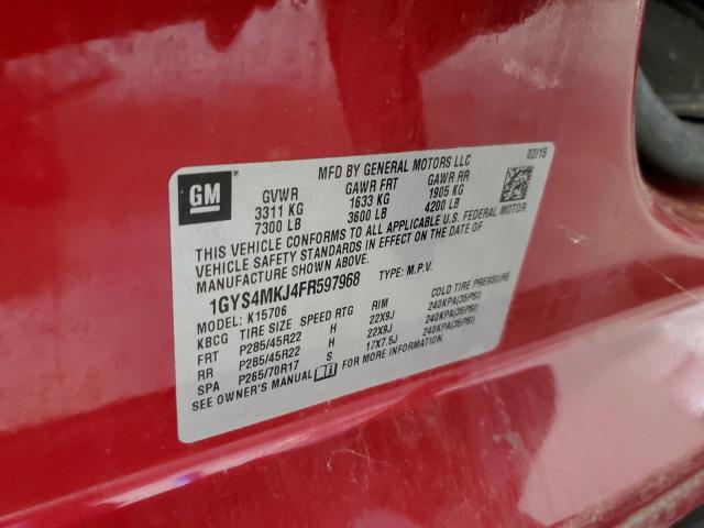 1GYS4MKJ4FR597968 - 2015 CADILLAC ESCALADE LUXURY Қызыл фото 13