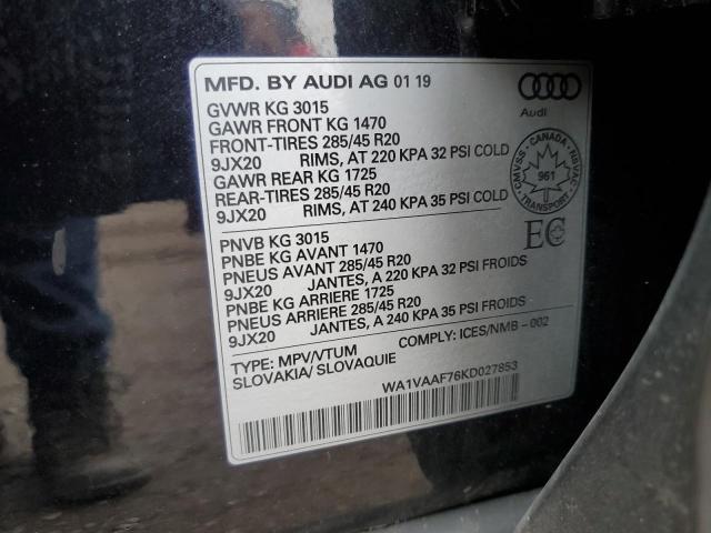 WA1VAAF76KD027853 - 2019 AUDI Q7 PRESTIGE 黑色 照片 14