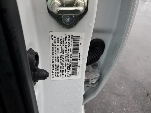 19XFC2F63LE010719 - 2020 HONDA CIVIC LX WHITE photo 12