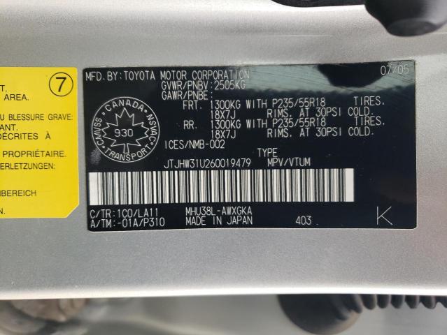 JTJHW31U260019479 - 2006 LEXUS RX 400 SILVER photo 13