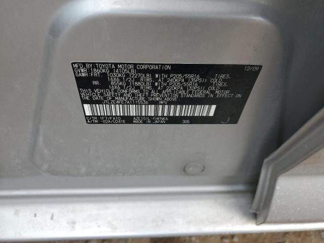 JTLZE4FE7A1115536 - 2010 TOYOTA SCION XB SILVER photo 12