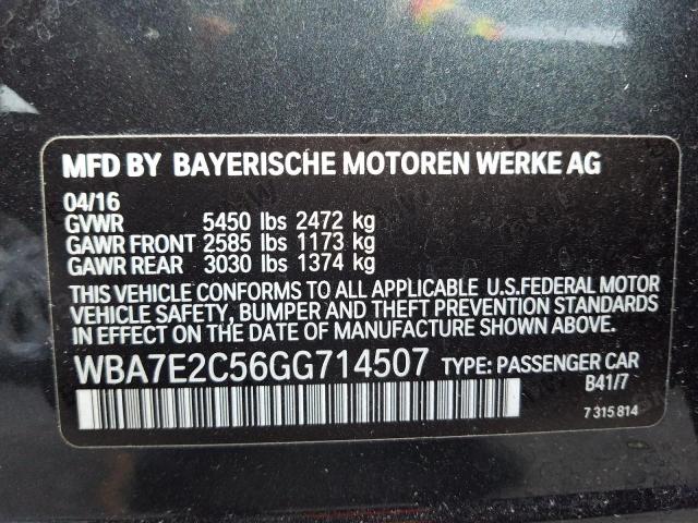 WBA7E2C56GG714507 - 2016 BMW 740 I BLACK photo 12