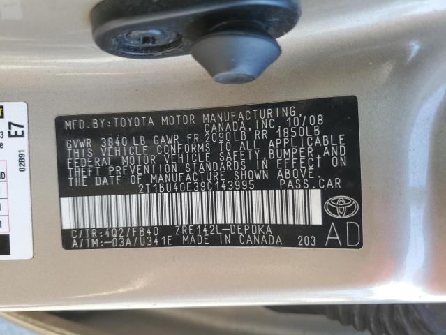 2T1BU40E39C143995 - 2009 TOYOTA COROLLA BASE 米色 照片 12