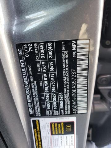 4JGDA5HB0EA357287 - 2014 MERCEDES-BENZ ML 350 4MATIC SILVER photo 13