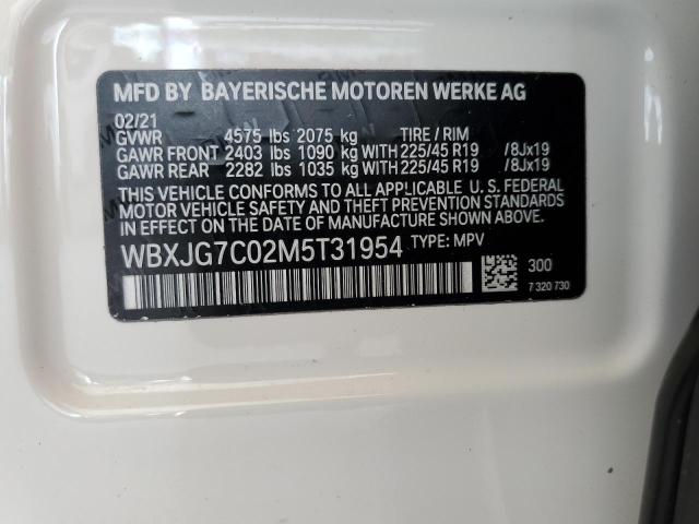 WBXJG7C02M5T31954 - 2021 BMW X1 SDRIVE28I WHITE photo 12