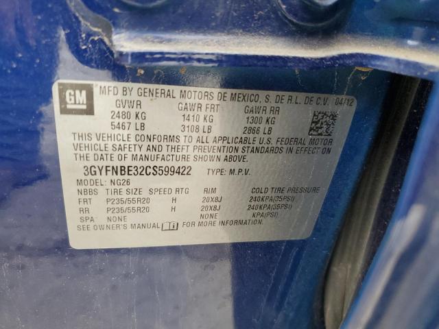 3GYFNBE32CS599422 - 2012 CADILLAC SRX PERFORMANCE COLLECTION 蓝色 照片 12