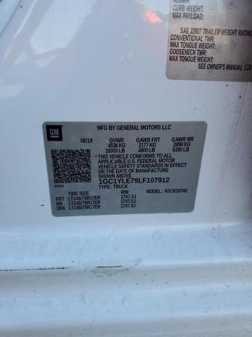 1GC1YLE79LF107912 - 2020 CHEVROLET SILVERADO K2500 HEAVY DUTY WHITE photo 12