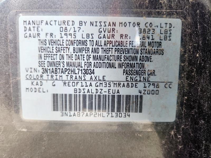 3N1AB7AP2HL713034 - 2017 NISSAN SENTRA S GRAY photo 12