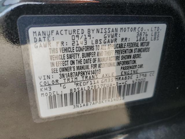 3N1AB7AP8KY414013 - 2019 NISSAN SENTRA S 黑色 照片 12