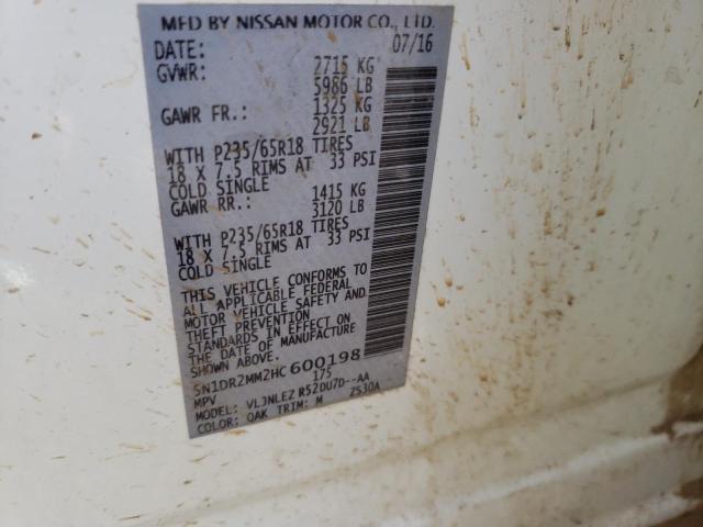 5N1DR2MM2HC600198 - 2017 NISSAN PATHFINDER S Ağ foto 14