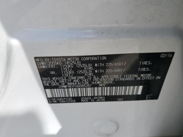 JTMWFREV1GD085287 - 2016 TOYOTA RAV4 XLE WHITE photo 12