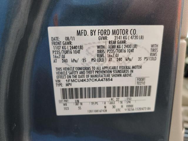 1FMCU4K37CKA47854 - 2012 FORD ESCAPE HYBRID Көк фото 13