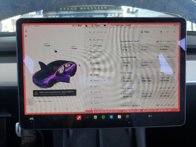 5YJ3E1EC9MF860963 - 2021 TESLA MODEL 3 BLUE photo 9