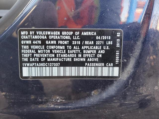 1VWAP7A36DC127337 - 2013 VOLKSWAGEN PASSAT S BLUE photo 12