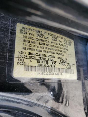 3N1BC11E37L420576 - 2007 NISSAN VERSA S BLACK photo 13