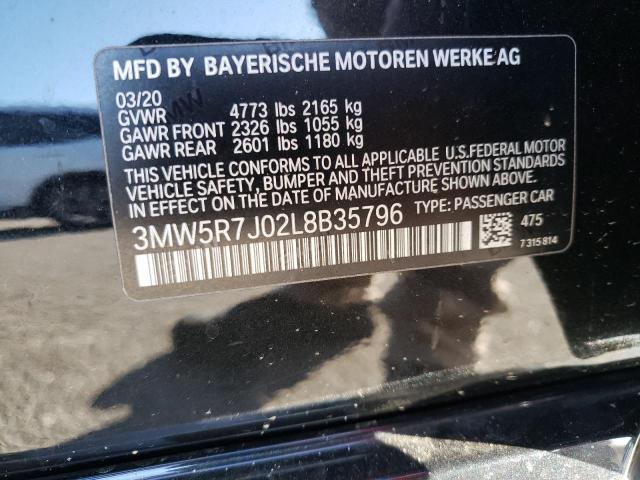 3MW5R7J02L8B35796 - 2020 BMW 330XI BLACK photo 12