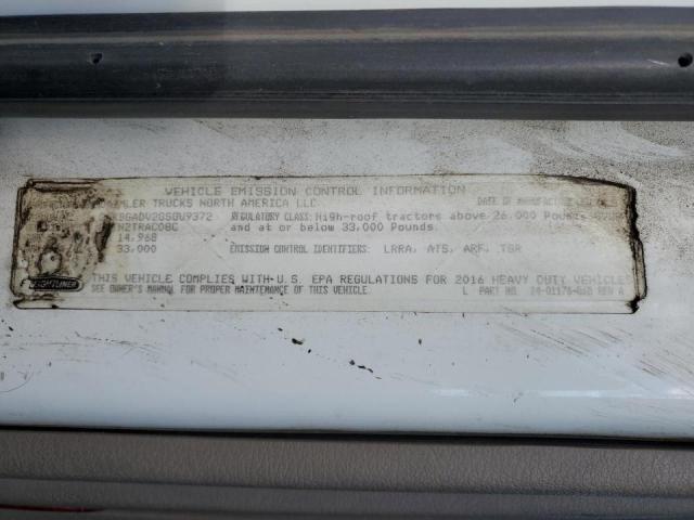 3AKBGADV2GSGU9372 - 2016 FREIGHTLINER CASCADIA 1 WHITE photo 10