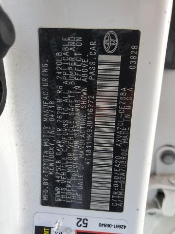 4T1B11HK9JU116272 - 2018 TOYOTA CAMRY L WHITE photo 12