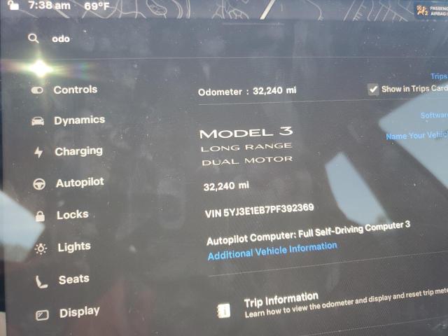 5YJ3E1EB7PF392369 - 2023 TESLA MODEL 3 Grafitowy zdjęcie 9