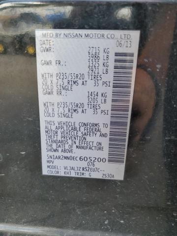 5N1AR2MN0EC605200 - 2014 NISSAN PATHFINDER S BLACK photo 13