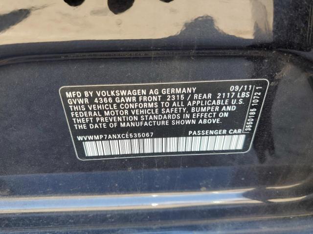 WVWMP7ANXCE535067 - 2012 VOLKSWAGEN CC SPORT BLACK photo 12