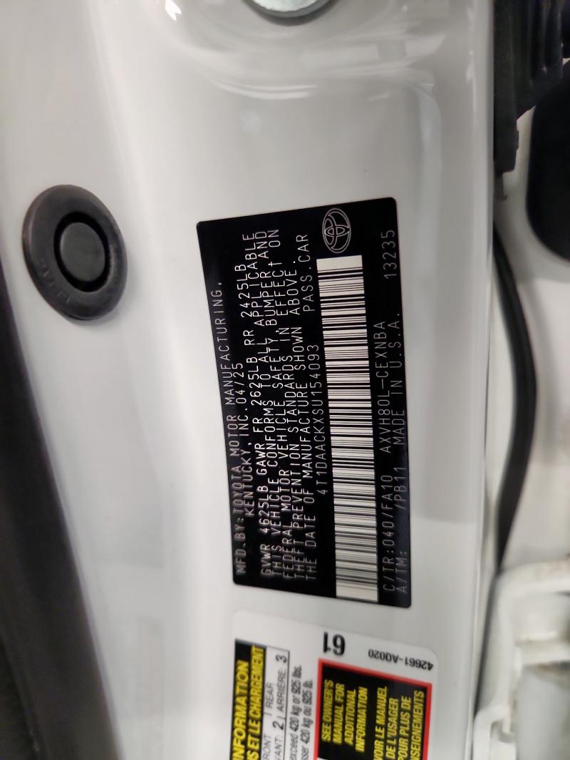 4T1DAACKXSU154093 - 2025 TOYOTA CAMRY XSE WHITE photo 12