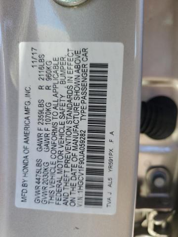 1HGCV1F90JA059282 - 2018 HONDA ACCORD TOURING ოქროსფერი ფოტო 12