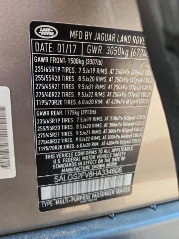 SALGS2FV8HA334606 - 2017 LAND ROVER RANGE ROVE HSE TAN photo 12
