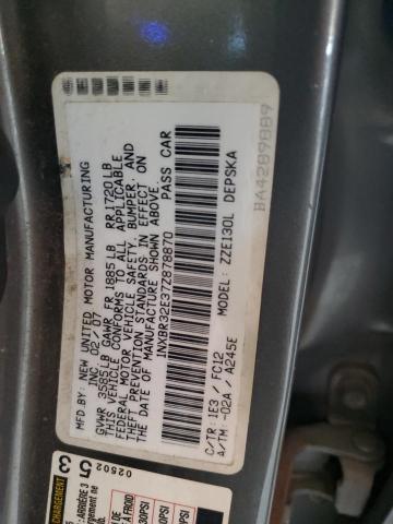 1NXBR32E37Z878870 - 2007 TOYOTA COROLLA CE GRAY photo 12