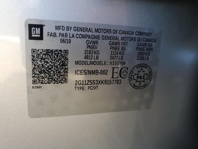 2G11Z5S3XK9157793 - 2019 CHEVROLET IMPALA LT SILVER photo 12