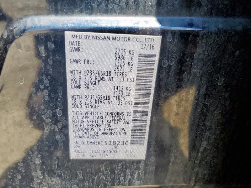 5N1DL0MN3HC518236 - 2017 INFINITI QX60 BLUE photo 13