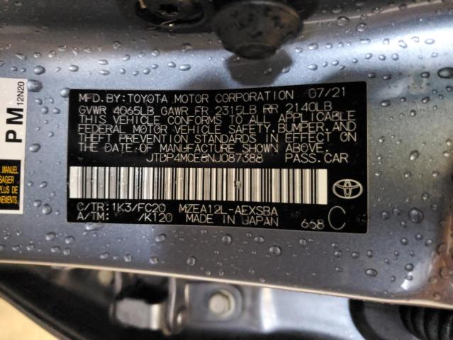 JTDP4MCE8NJ087388 - 2022 TOYOTA COROLLA SE Grau Foto 12