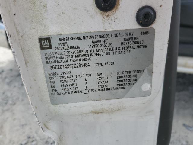 3GCEC14X67G231484 - 2007 CHEVROLET SILVERADO C1500 CLASSIC WHITE photo 12