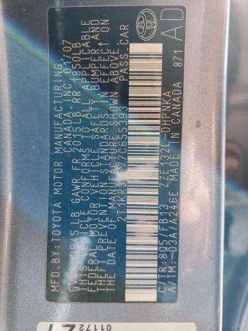 2T1KR32E77C655393 - 2007 TOYOTA COROLLA MA XR SILVER photo 12