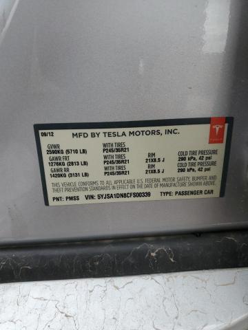 5YJSA1DN8CFS00339 - 2012 TESLA MODEL S SILVER photo 13