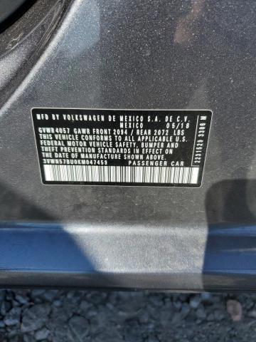 3VWN57BU0KM047459 - 2019 VOLKSWAGEN JETTA S GRAY photo 12