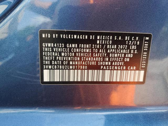 3VWCB7BU2LM017980 - 2020 VOLKSWAGEN JETTA S BLUE photo 12