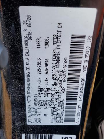 3TMCZ5ANXLM351056 - 2020 TOYOTA TACOMA DOUBLE CAB Siyah fotoğraf 12