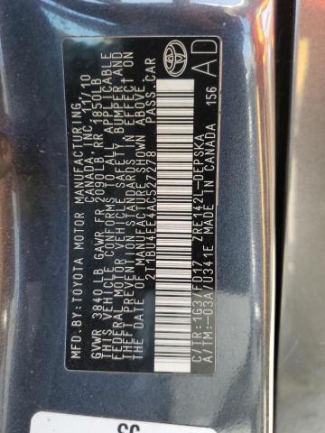 2T1BU4EE4AC527278 - 2010 TOYOTA COROLLA BASE GRAY photo 12