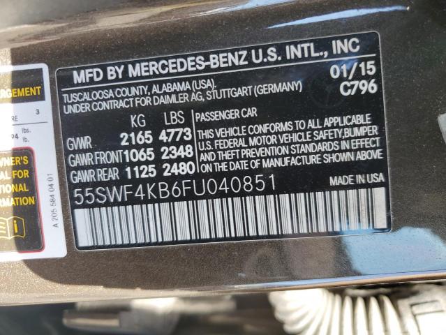 55SWF4KB6FU040851 - 2015 MERCEDES-BENZ C 300 4MATIC BROWN photo 12