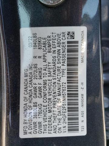 2HGFE2F51NH576372 - 2022 HONDA CIVIC SPORT 灰色 照片 12